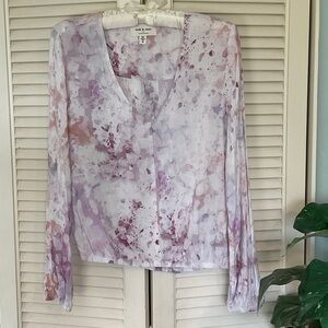 Anthropologie Cloth & Stone Purple and Pink Long-sleeve Blouse